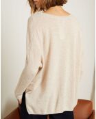 Pull poncho 100% Cachemire Axelle Col V beige chiné